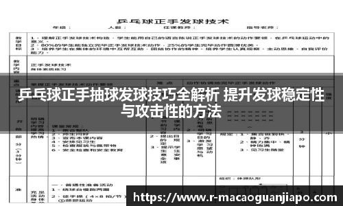 乒乓球正手抽球发球技巧全解析 提升发球稳定性与攻击性的方法